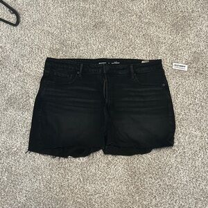 Black denim shorts